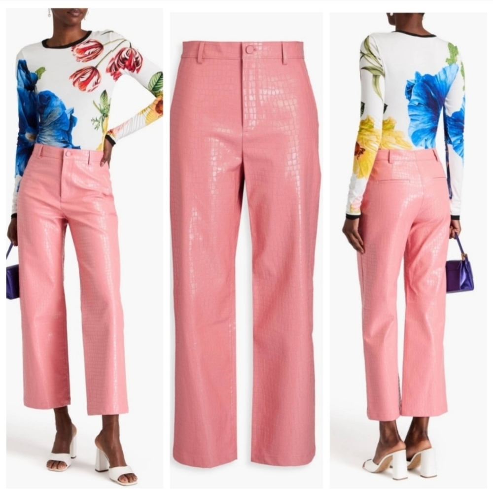 ALICE + OLIVIA TRENT VEGAN CROC CROPPED PANT SIZE 6